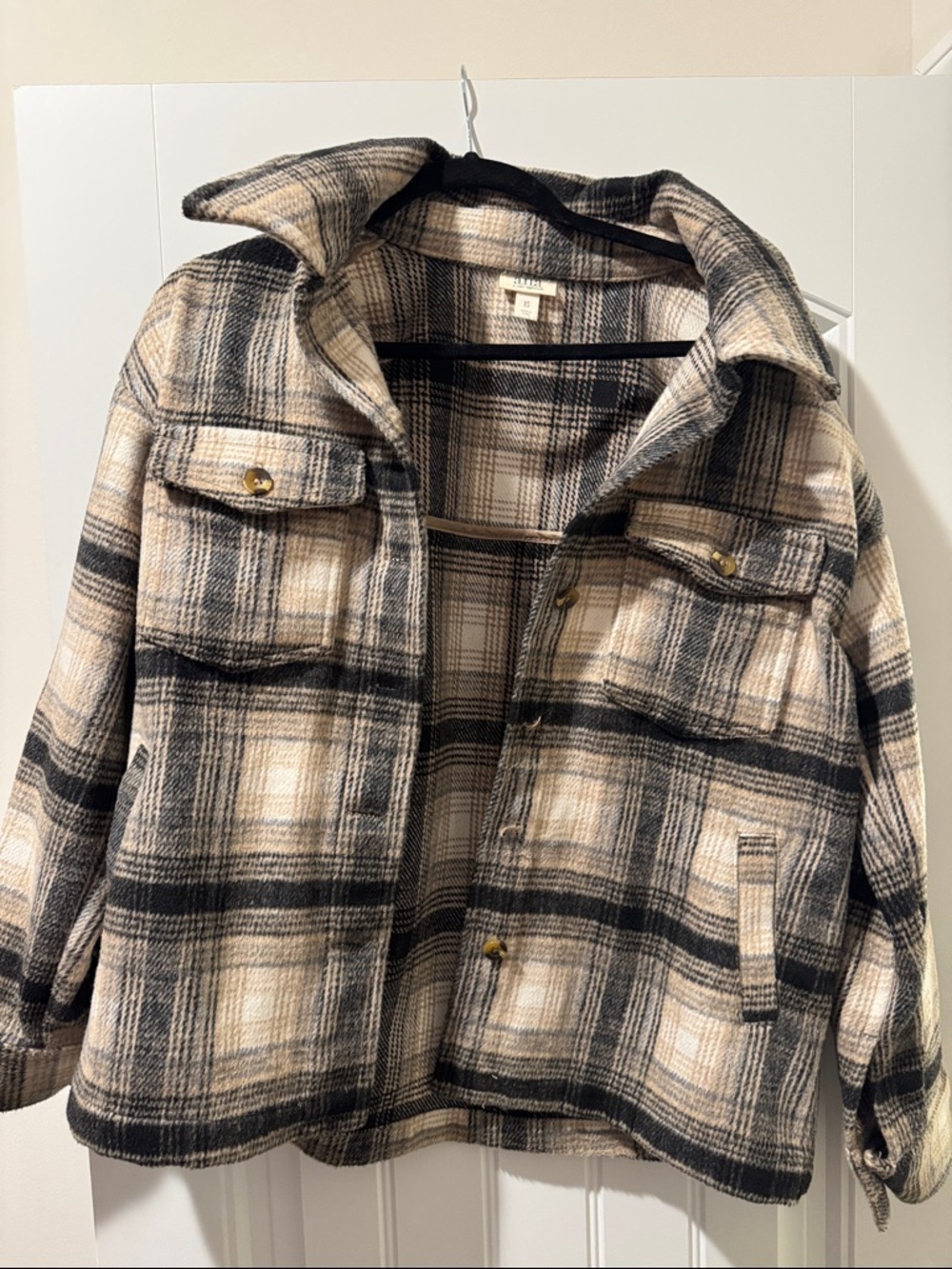 a.n.a Plaid Shacket in Black, Beige, Cream